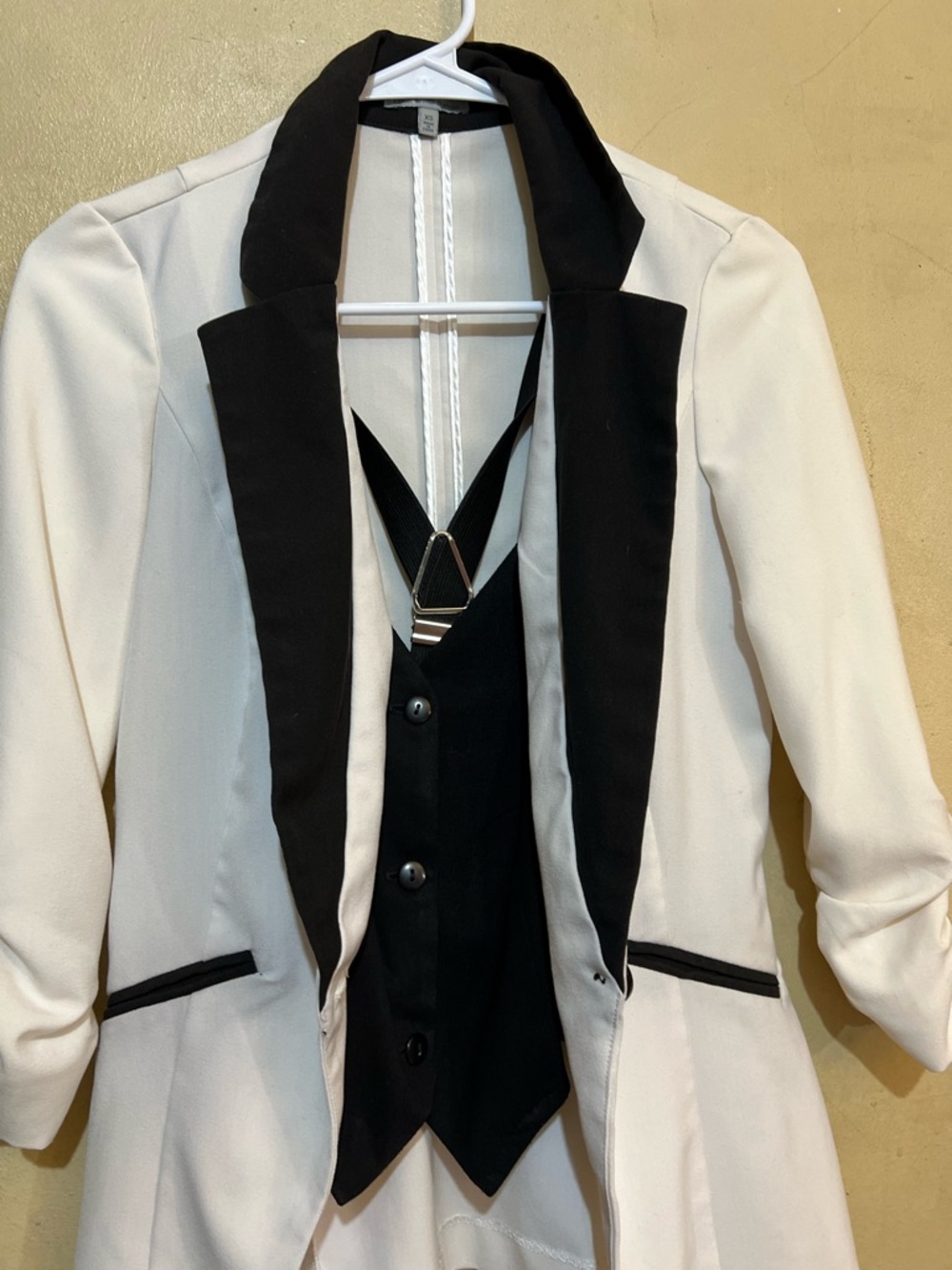Charlotte Russe Black & Cream Two-Tone Tailored Blazer with Vest size xs